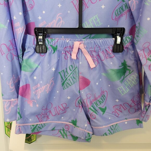 NEW NWT Wicked Girls Long Sleeve Fleece 2pc Pajama Set w/Shorts XS 4/5 Purple - Picture 4 of 5